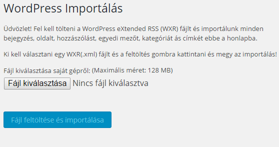 wordpress importálás
